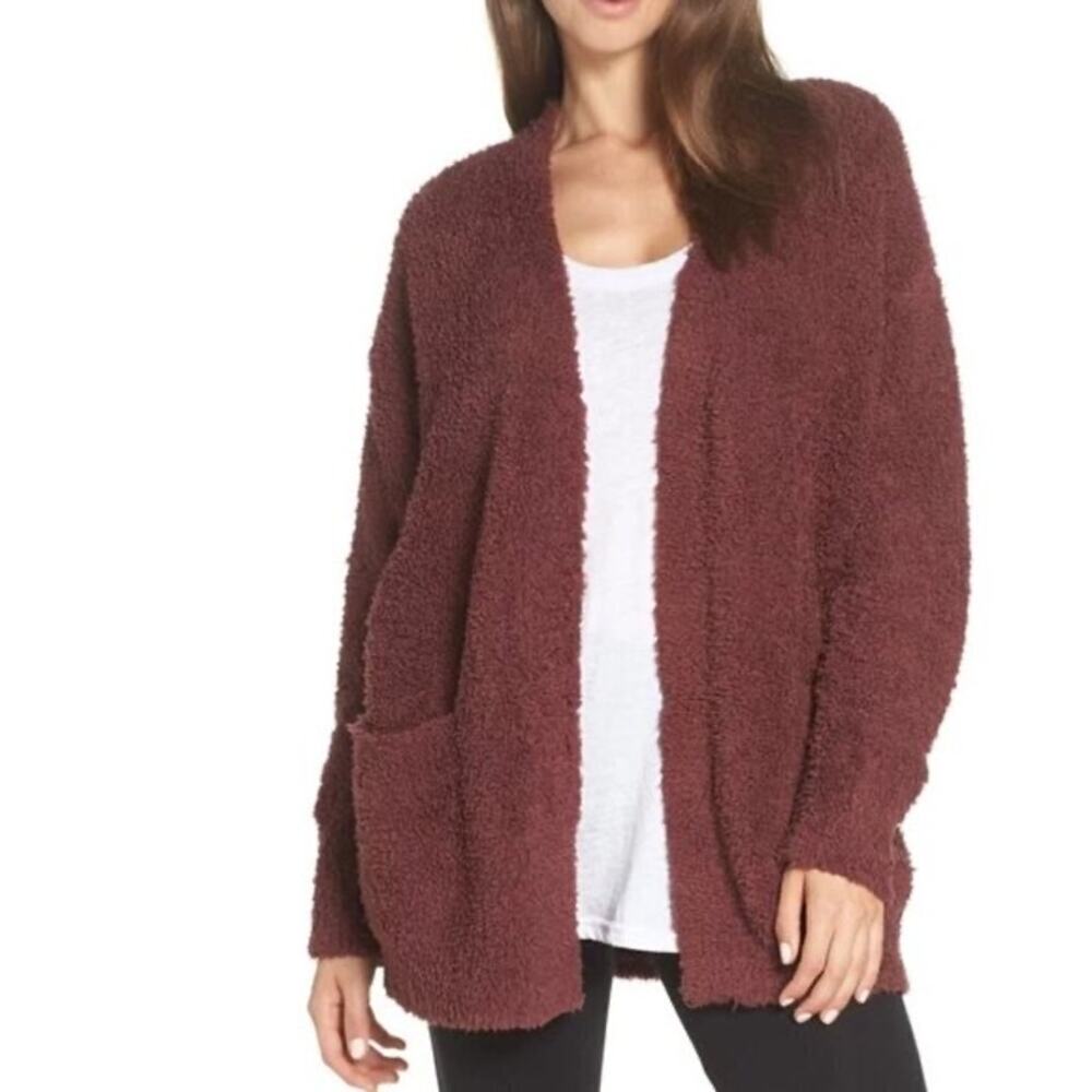 Barefoot Dreams Cozy Chic So-Cal Knit Cardigan Sweater in Rosewood Size S/M
